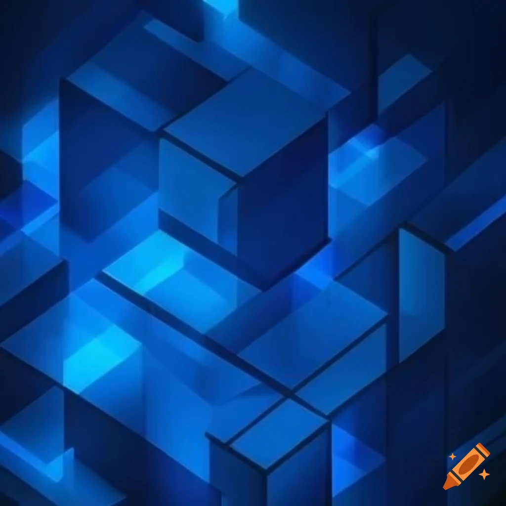 Geometric abstract design of stacked blue rectangles on Craiyon