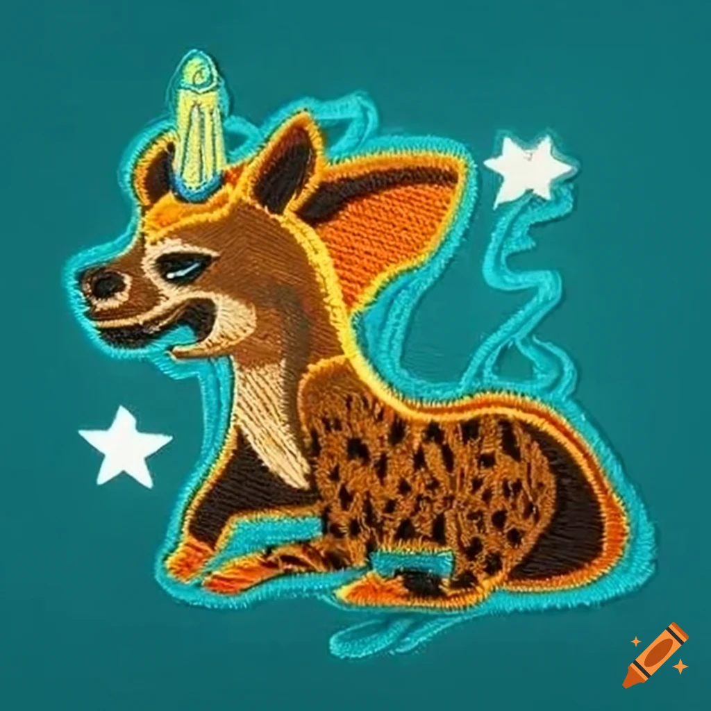 Hyena wearing Egyptian accessories patch