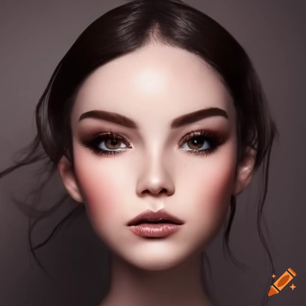 Portrait of a woman with dark brown hair and heavy eyeliner on Craiyon