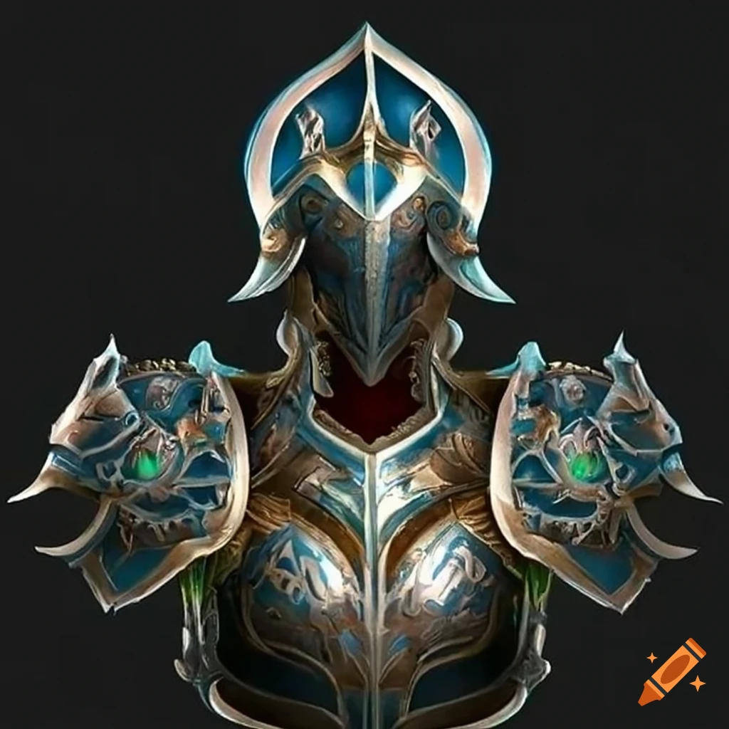 Front view of magic armor on Craiyon