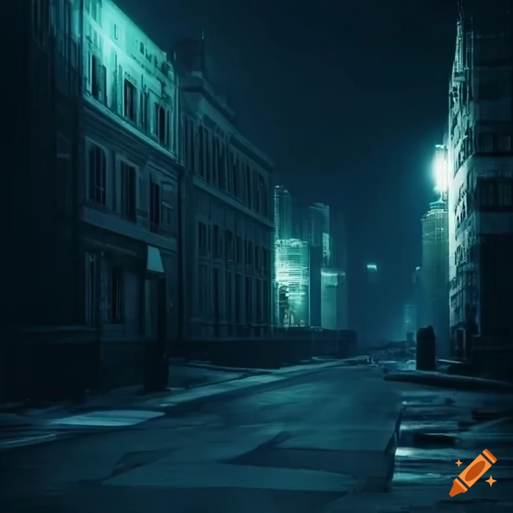 Empty cityscape at night