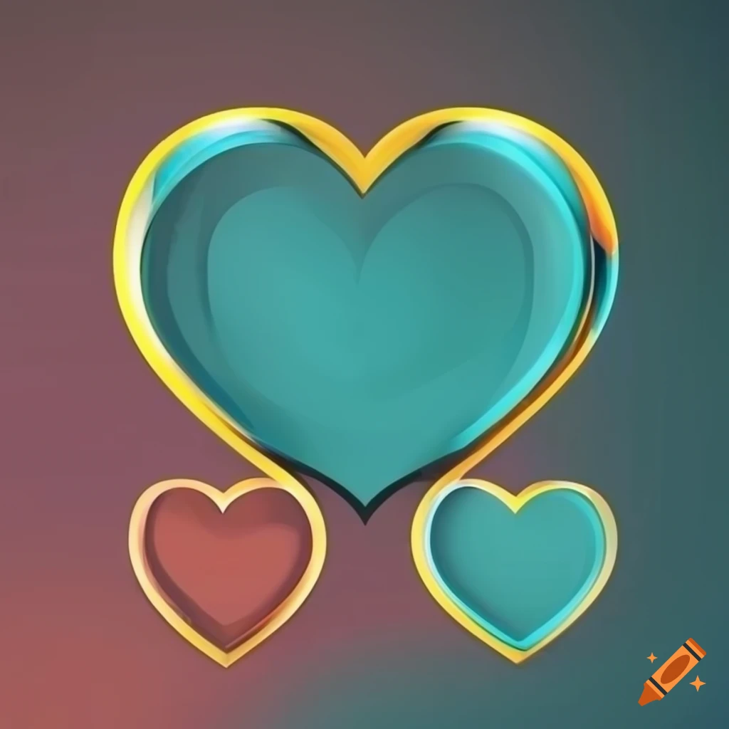 Set of three heart-shaped emblems in an open-source graphic