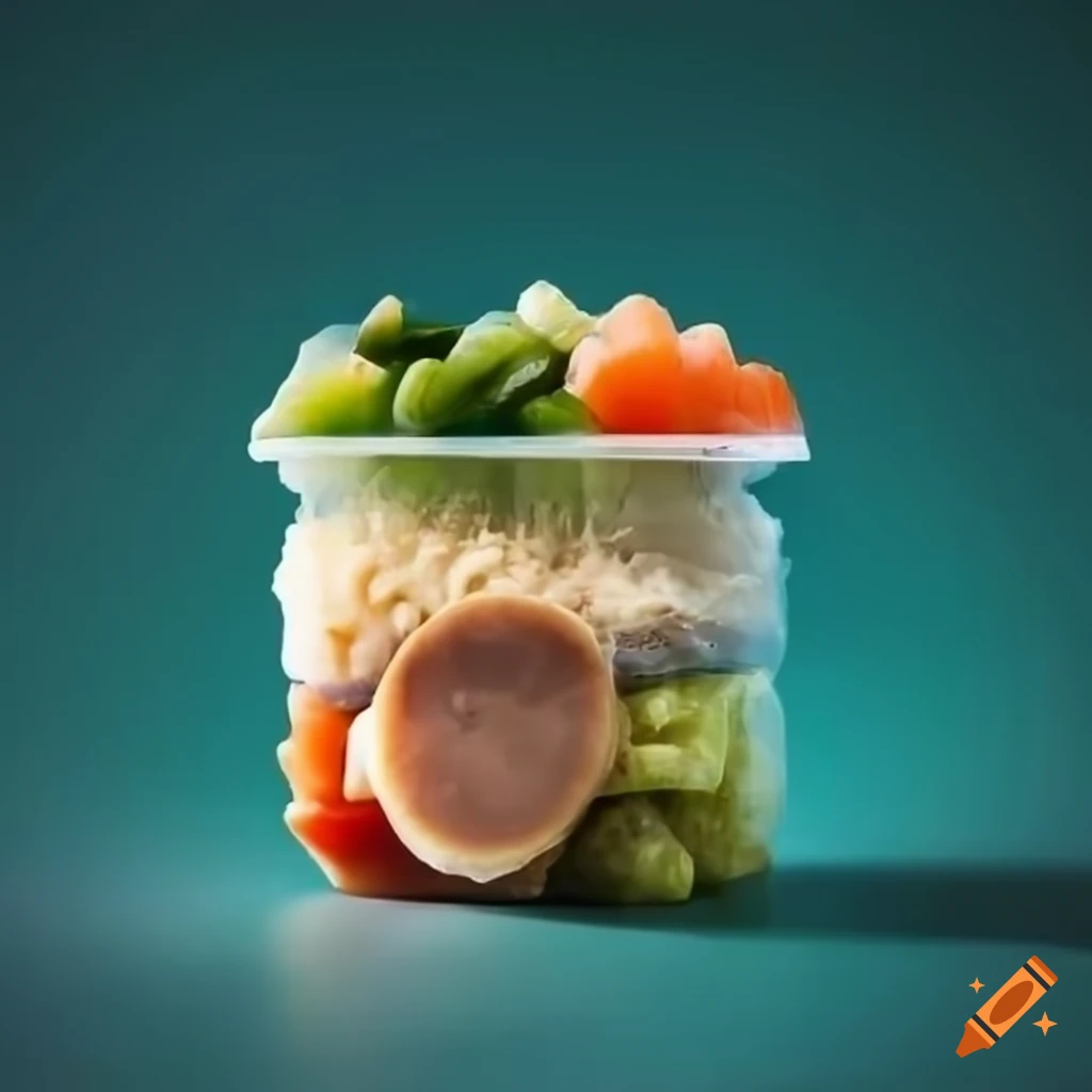 Delicious eco-friendly frozen meal in packaging