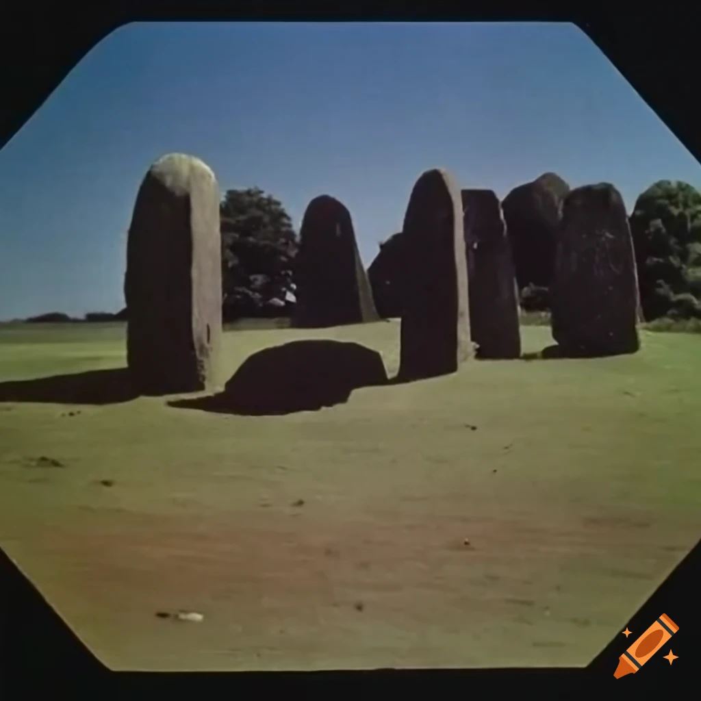Collection of archival footage from 'Arthur C. Clarke's Mysterious World' TV series showcasing surreal ancient megalithic views