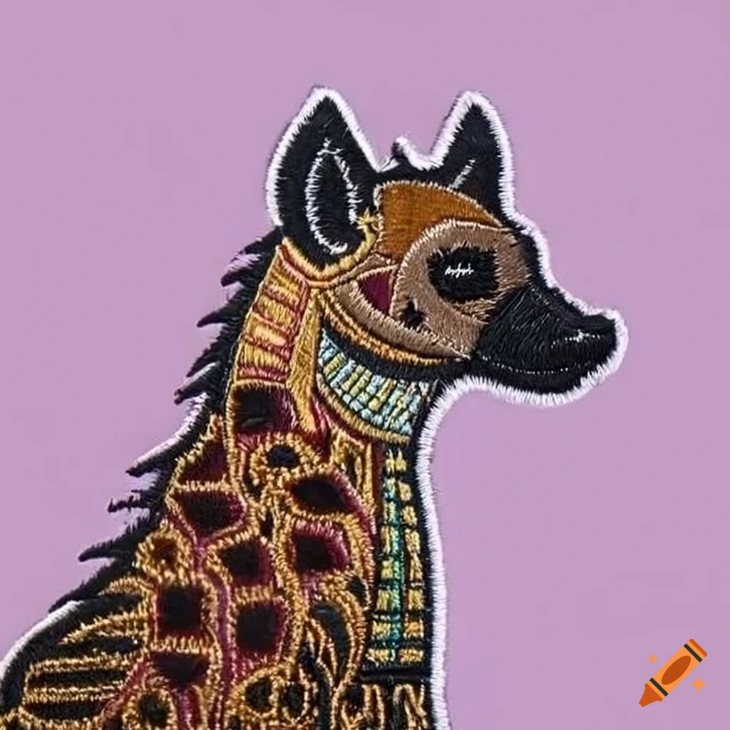 Hyena wearing Egyptian accessories patch