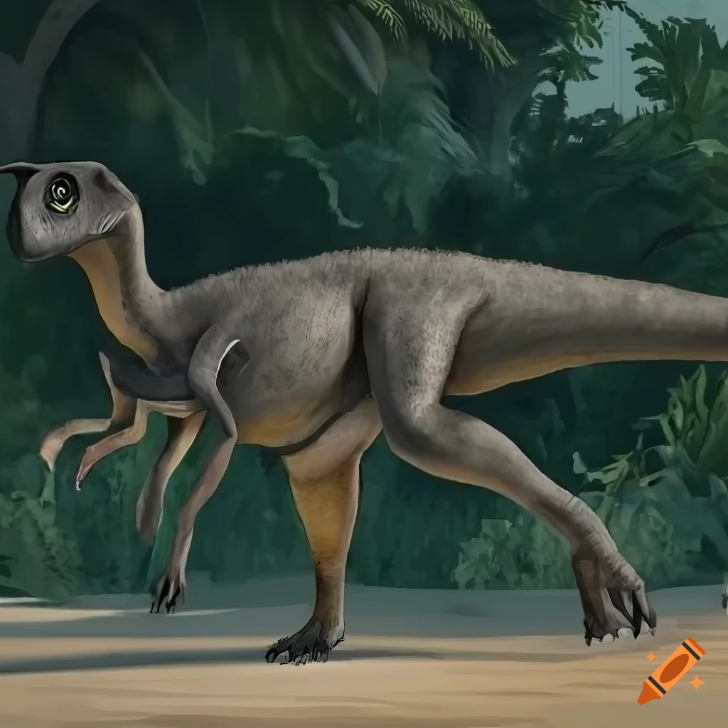 Hadrosaurus dinosaur with unique spotted and striped color pattern in warm morning light