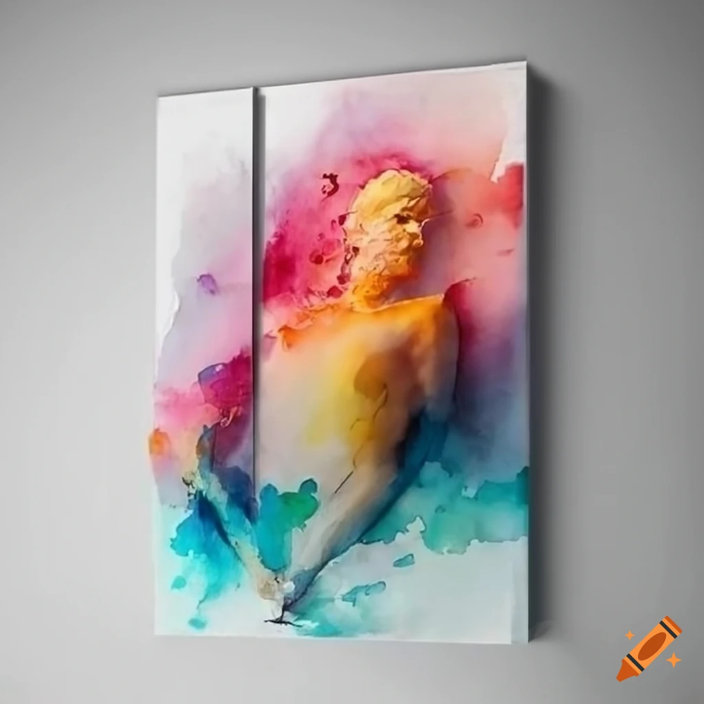 Floating canvas wrap with stunning watercolor sculpture on Craiyon