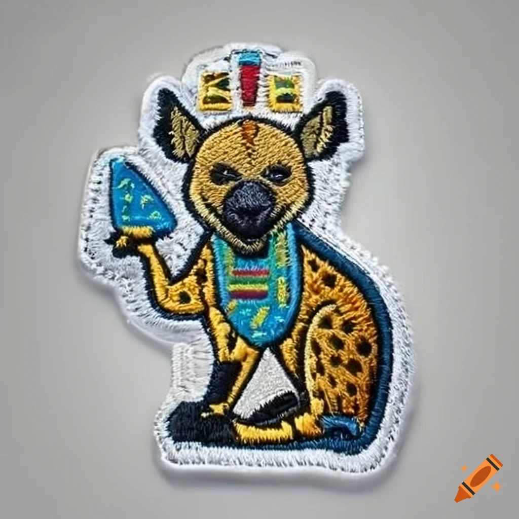 Hyena wearing Egyptian accessories patch
