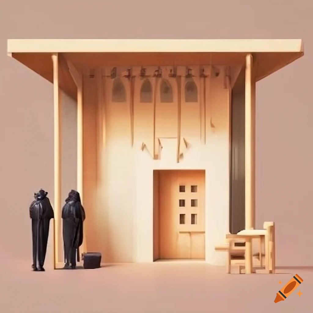 Handicraft shop with cream brick facade and canopy