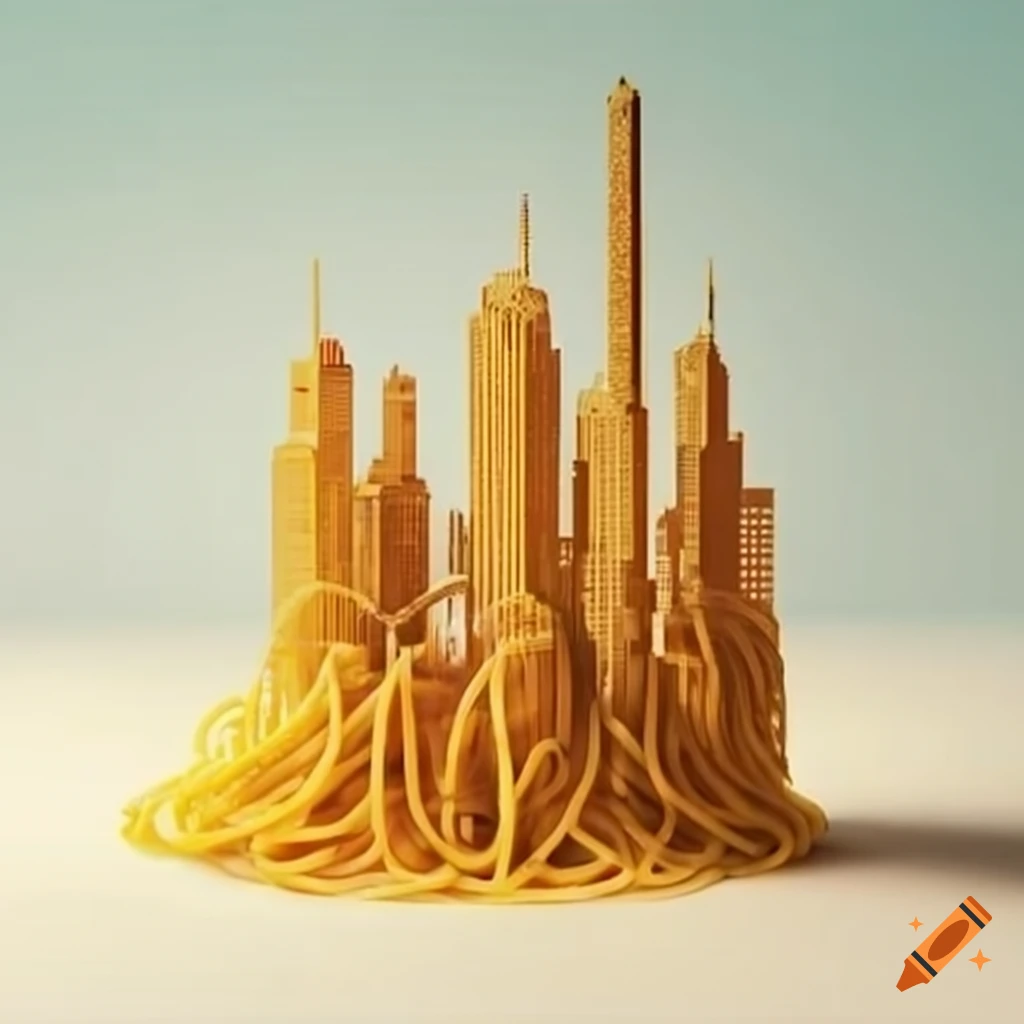 New York skyline created with spaghetti