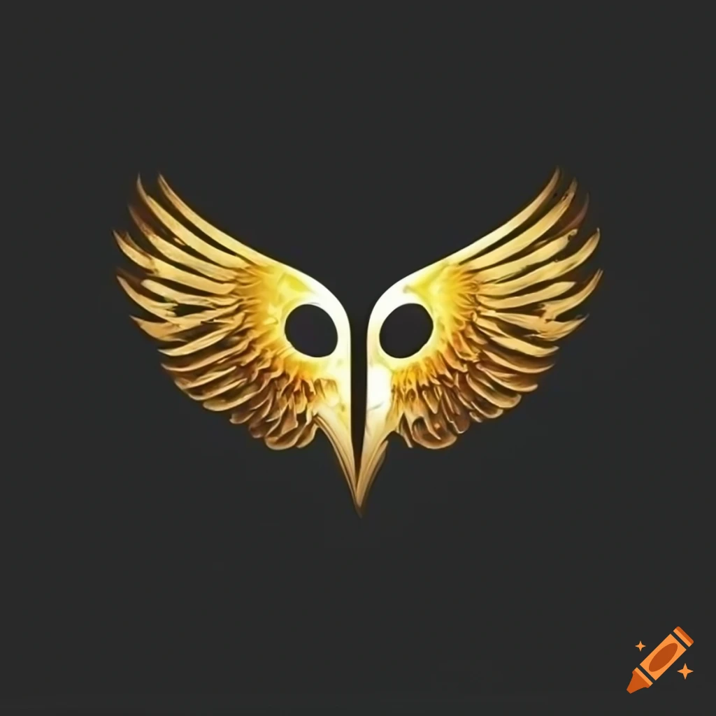 Elegant logo design with golden wings on Craiyon