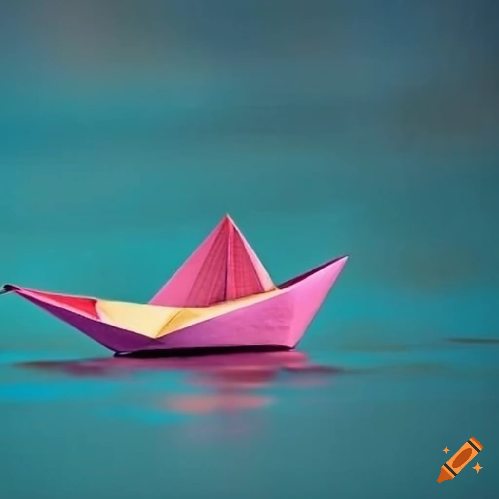 Nine paper boats sailing on the sea symbolizing hope