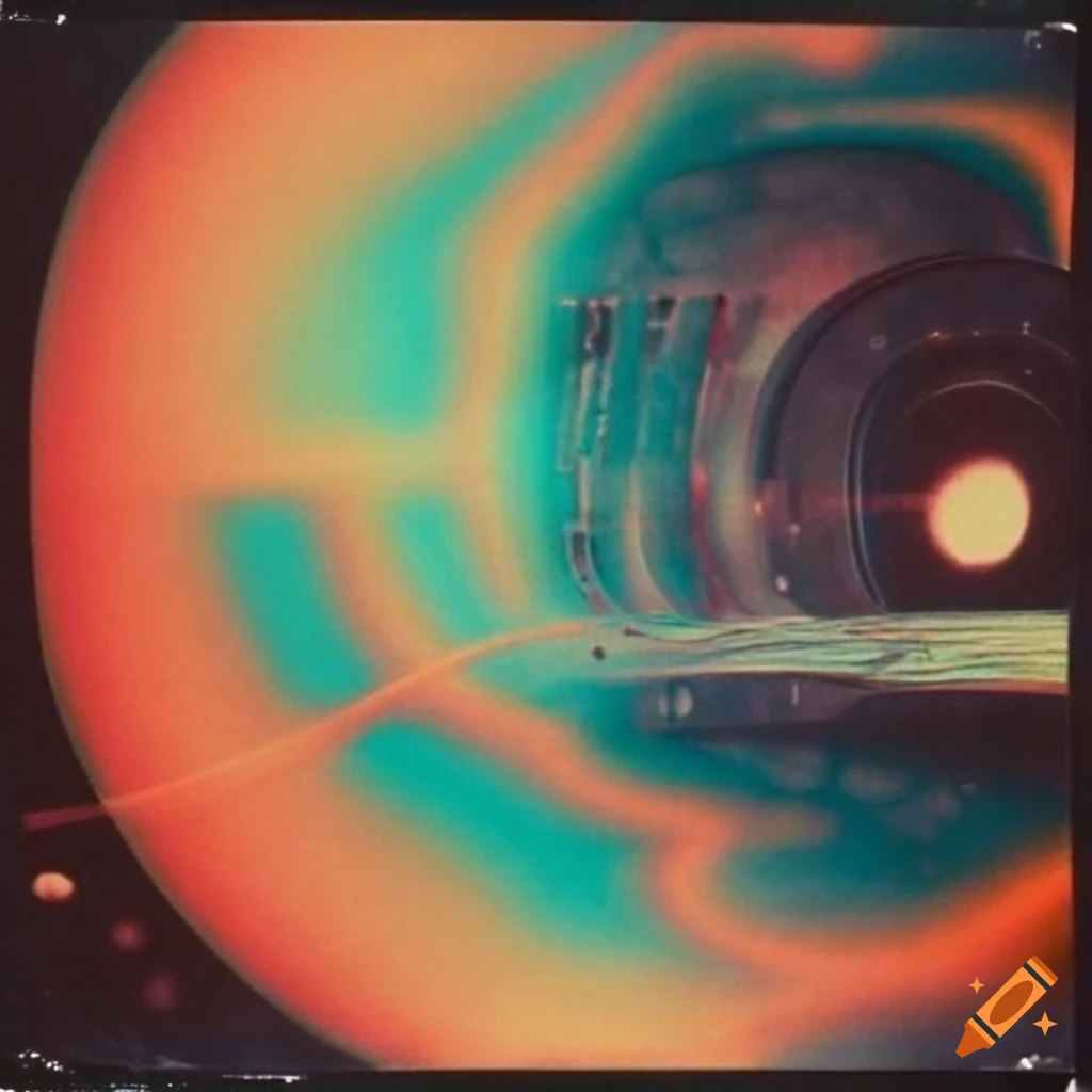 Vintage '70s wormhole graphics with a moog synthesizer