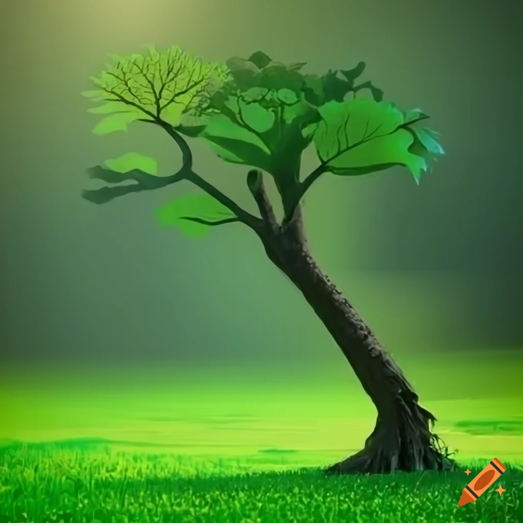 Graphique d'un arbre vert avec des feuilles en forme de flèches pointant vers le haut