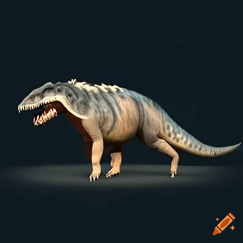 Scientifically accurate Iguanodon dinosaur with intricate color pattern, warm morning setting