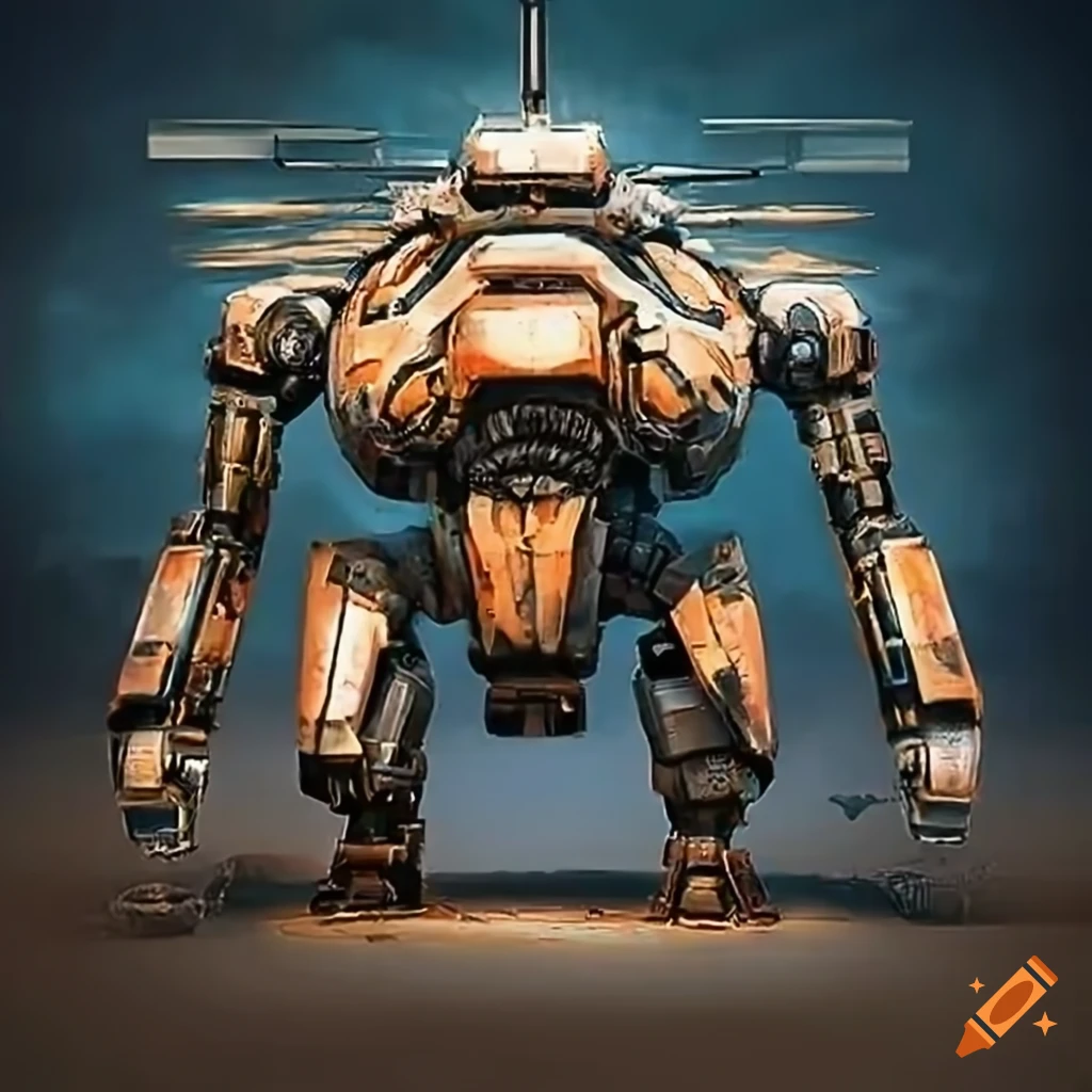 Floating canvas wrap with a stunning beautiful mech on Craiyon