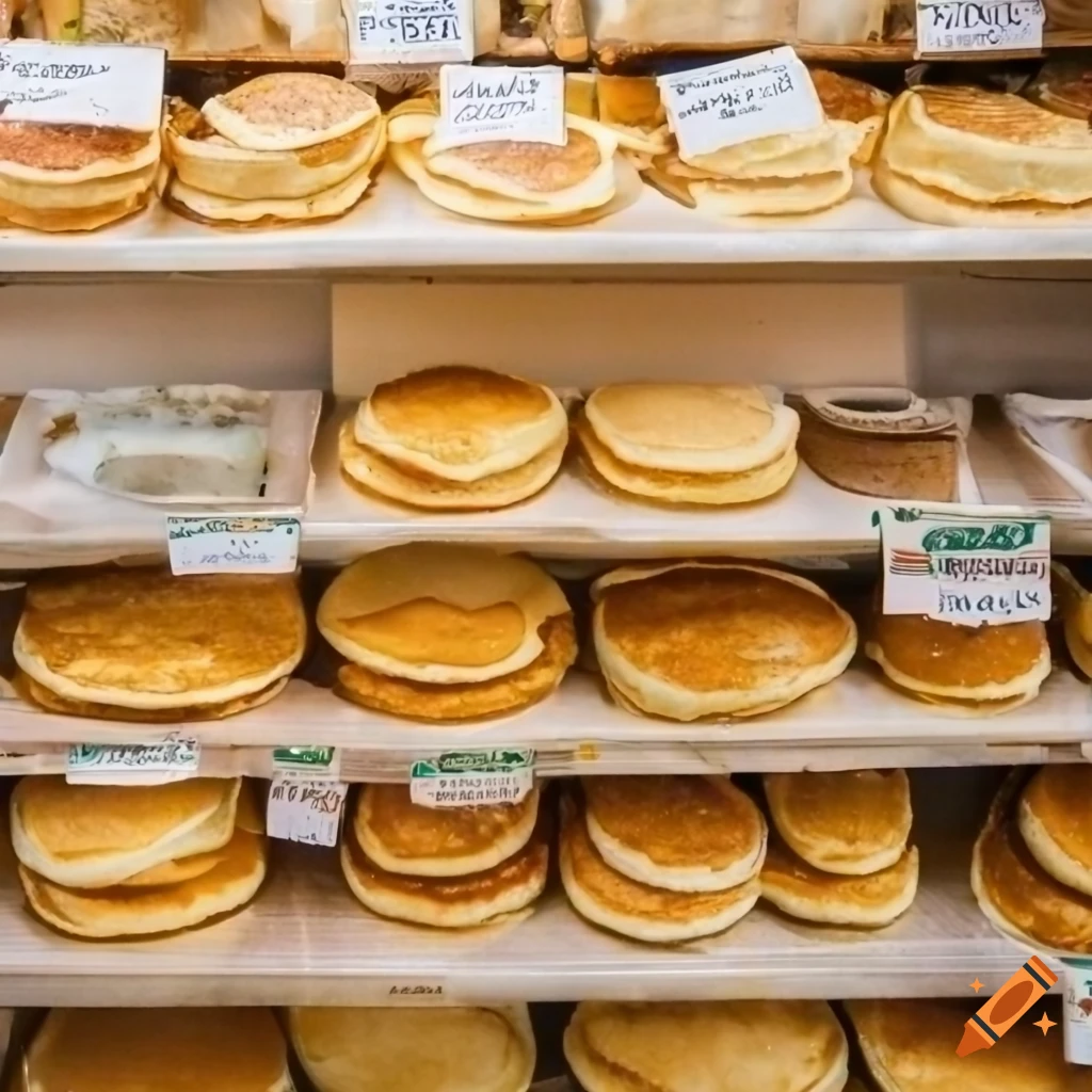 Store shelf full of pancakes