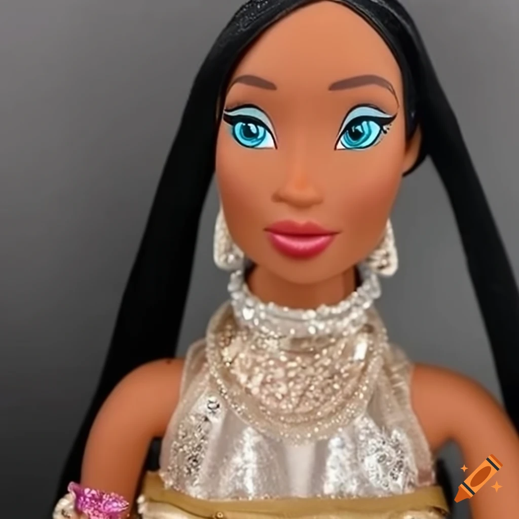 Princess Pocahontas Baddie doll in sparkling beige dress