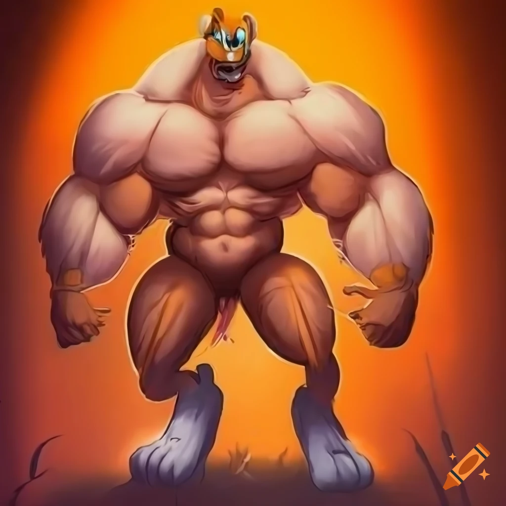 Muscular Miles 'Tails' Prower in anthro furry art style