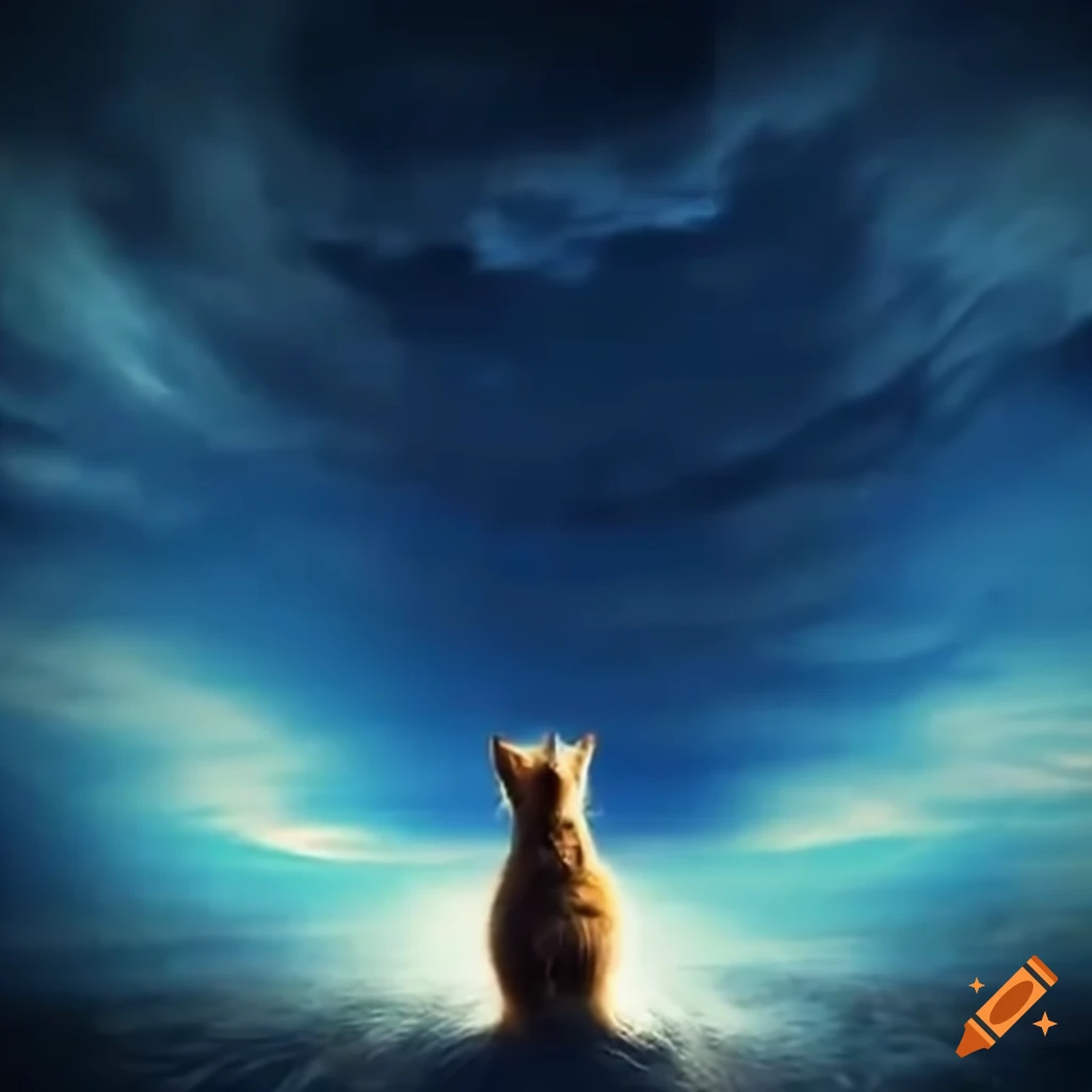 Dog watching another dog in heaven