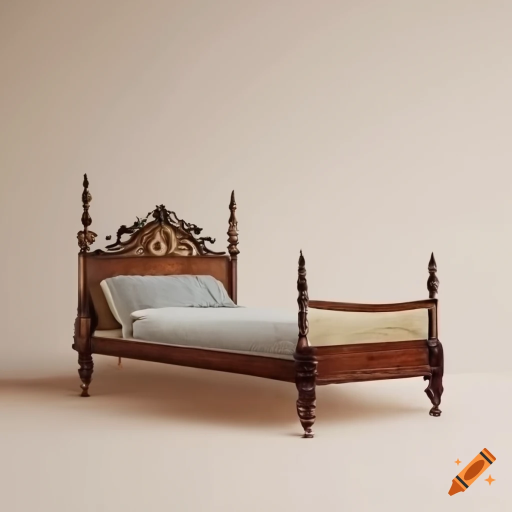 Antique bed from side view