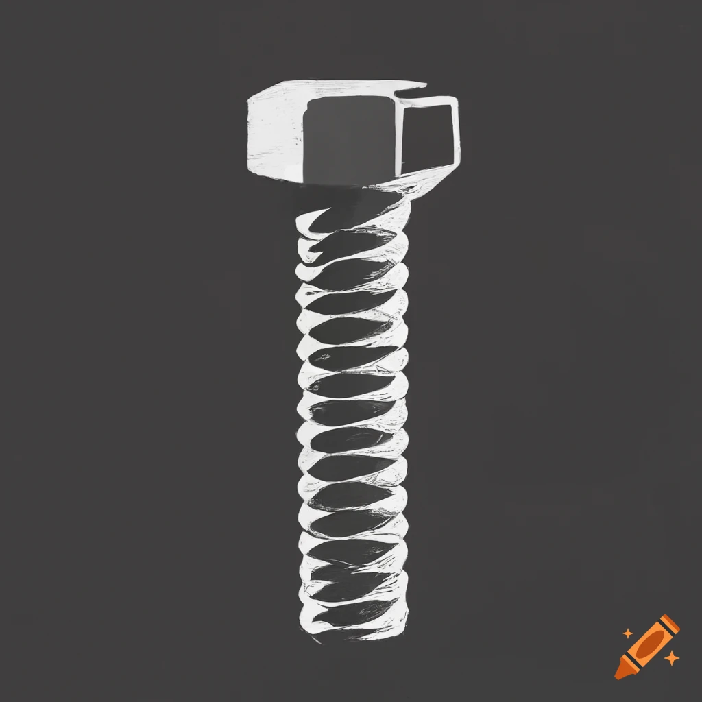 Hex bolt in a 1950 propaganda poster style in black and white