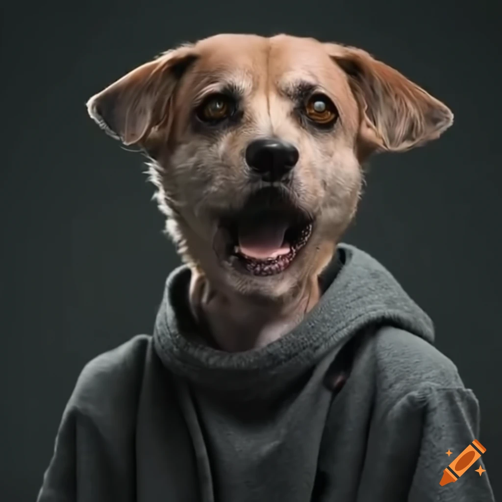 Transformation scene of Elliot Page into a dog with detailed special effects