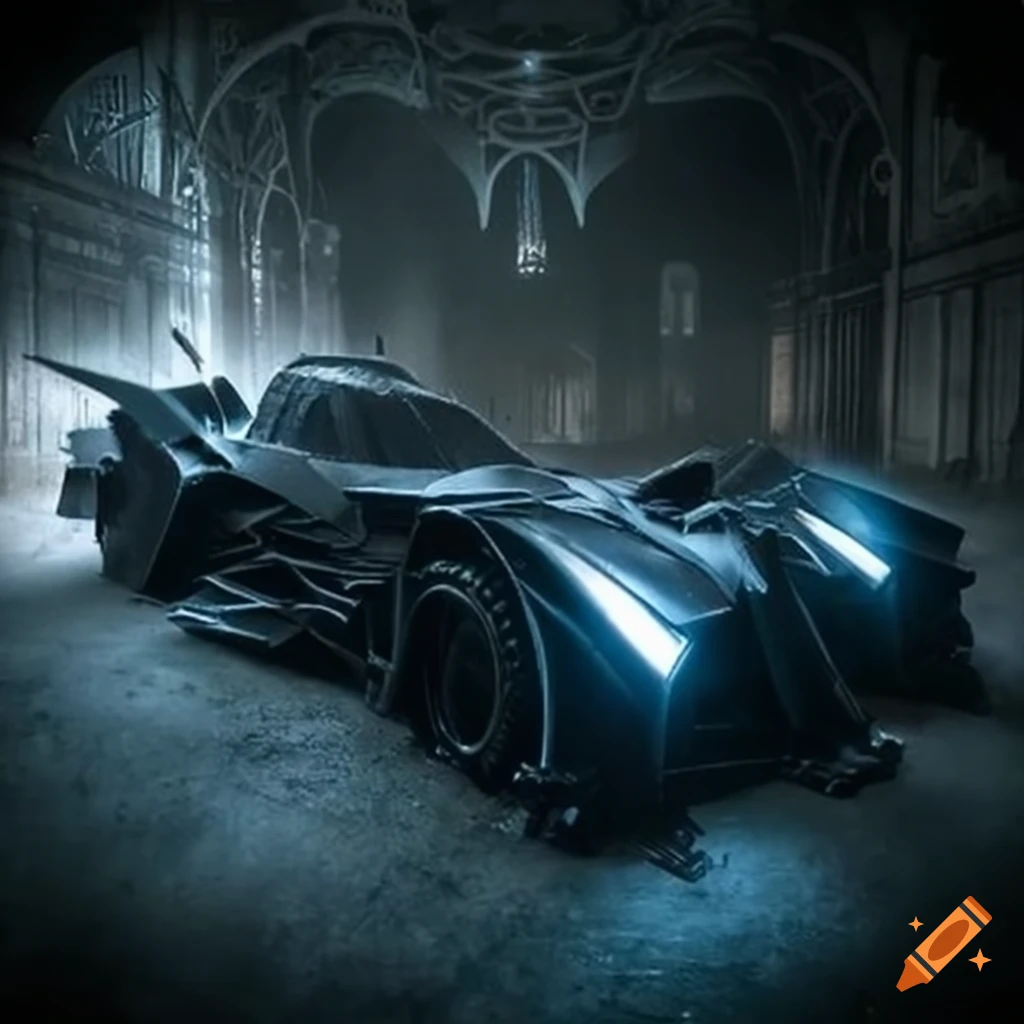 Arkham Batmobile detailed design in fog