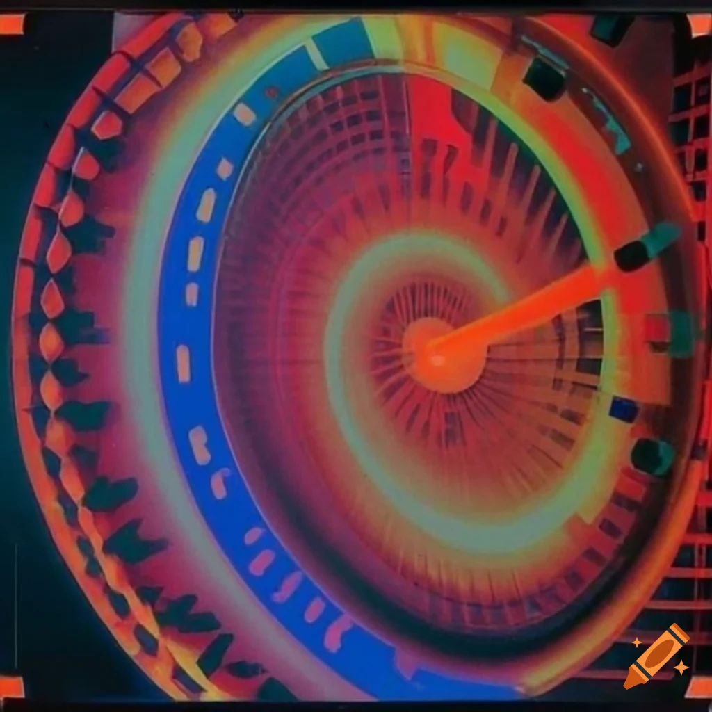 Vintage 1970's Computer Image Corporation laser clock graphics on Craiyon