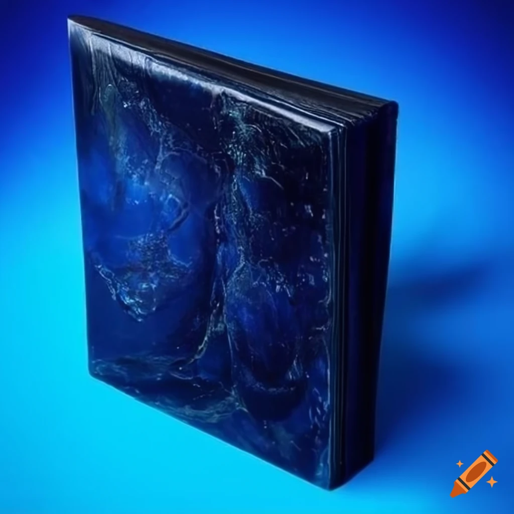 Book with a cover made of blue veined obsidian