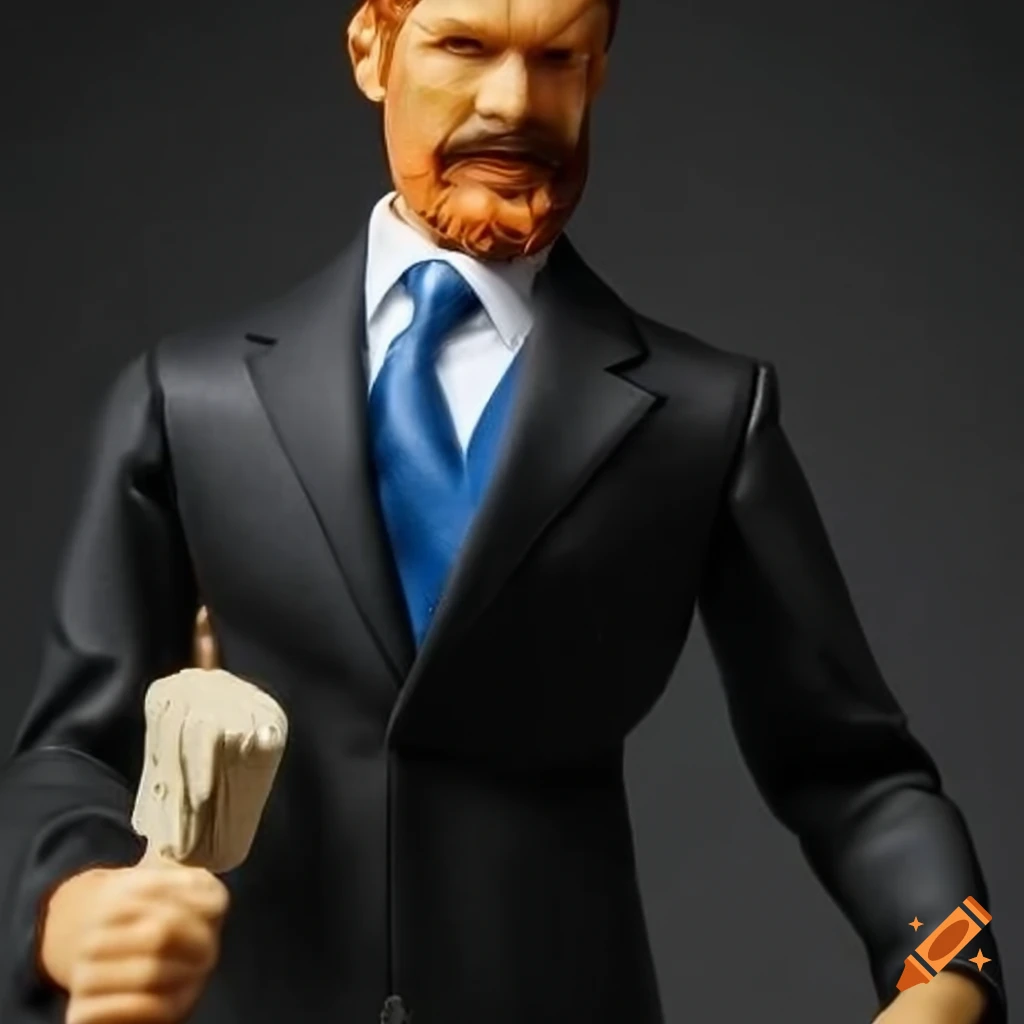 Action Man figurine in a suit with a goatee