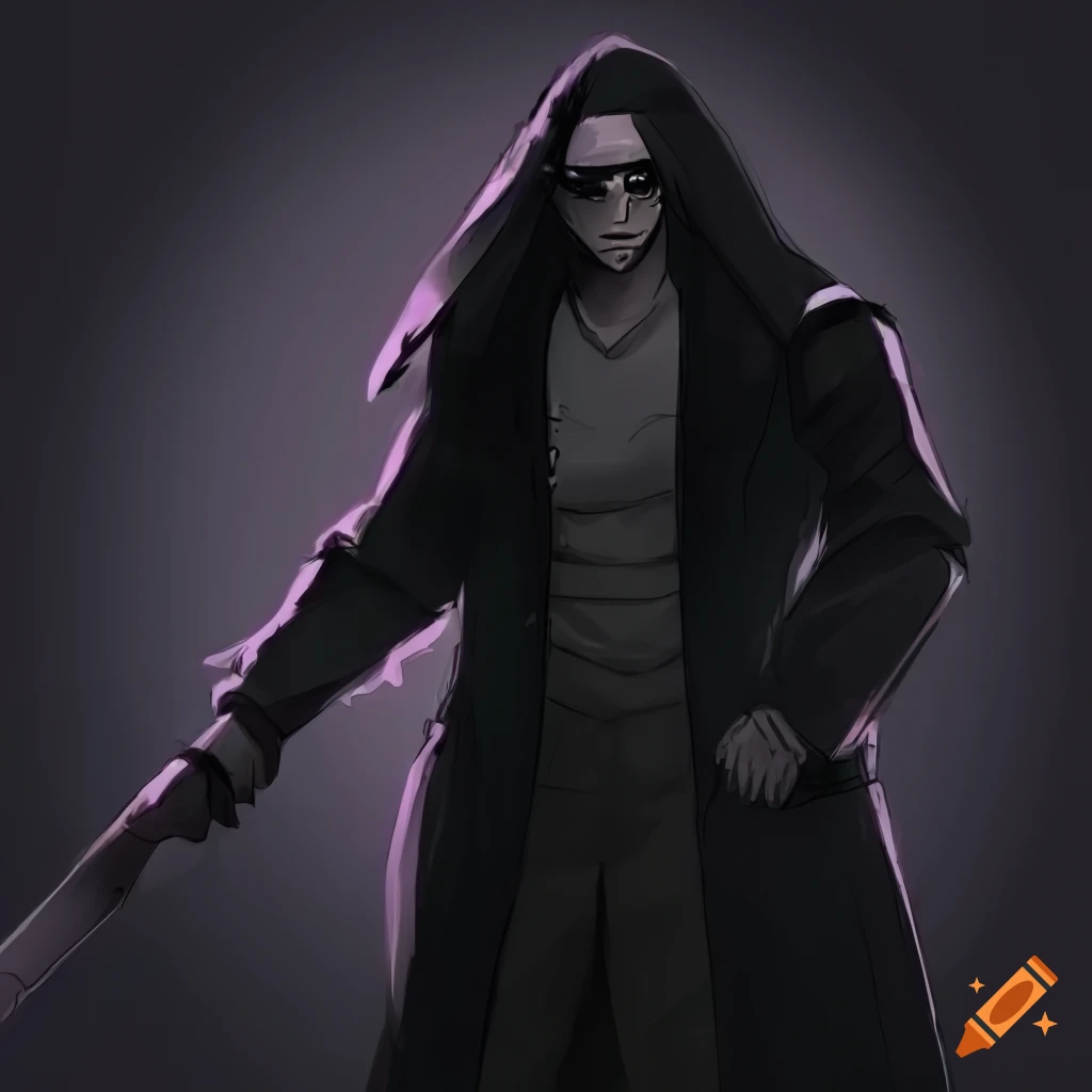 Image of a dark and brooding anti-hero with black hair and sunglasses
