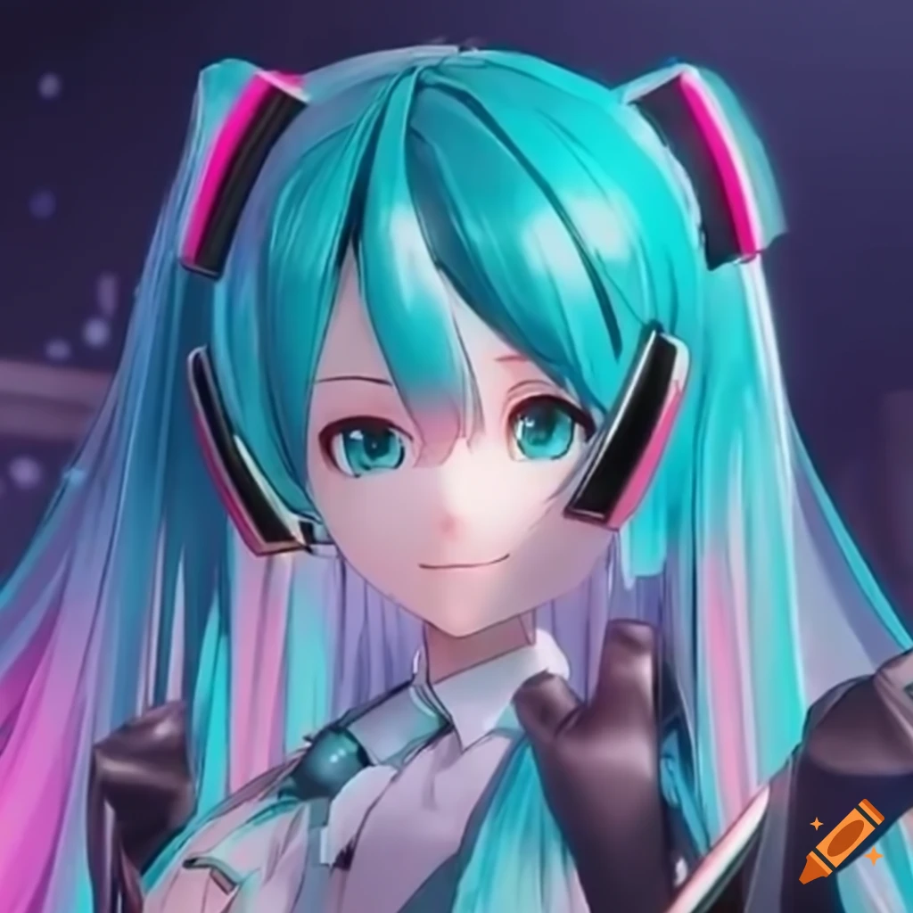 Hatsune miku preparing for a live performance on Craiyon