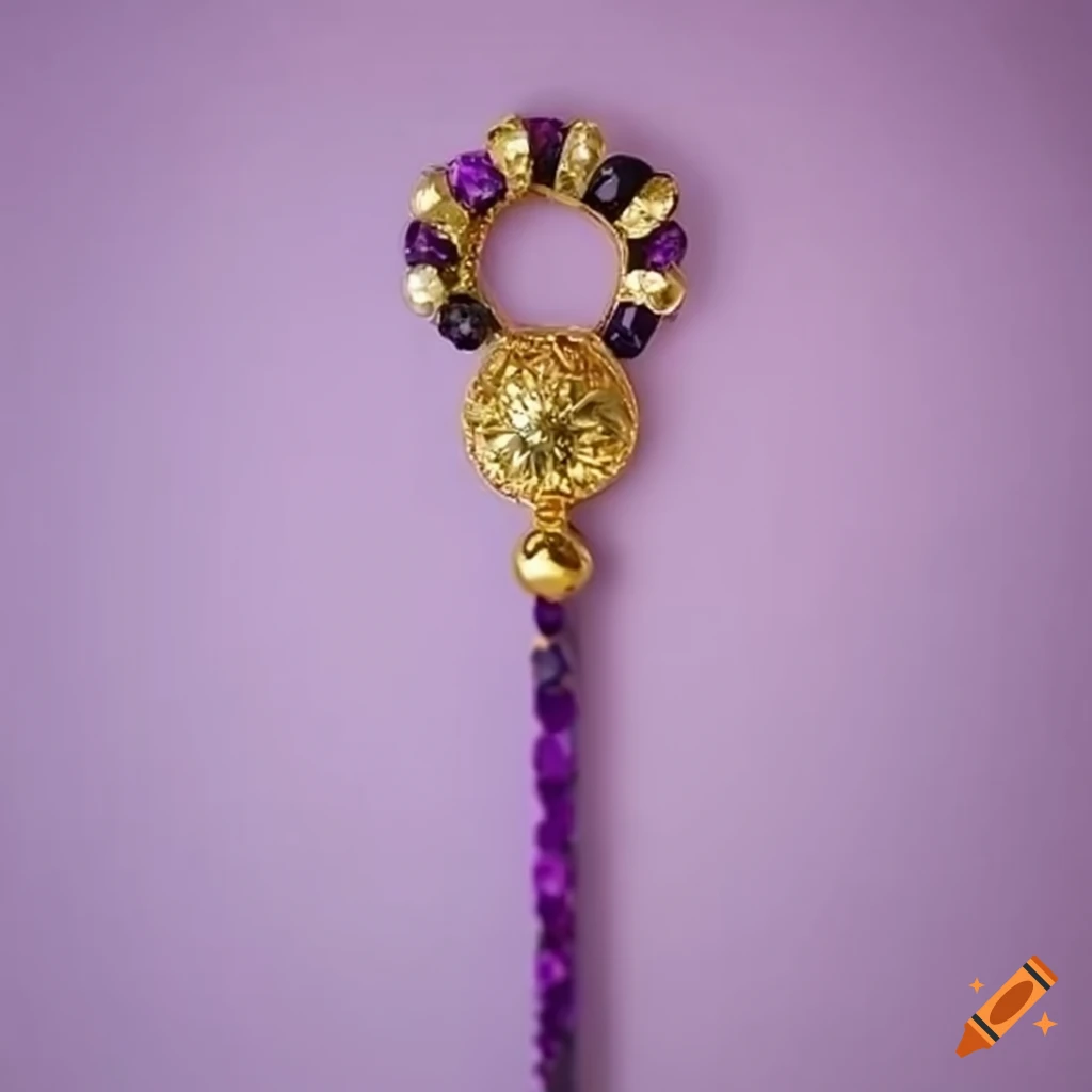 Gold and purple gem long staff for a wise women theme