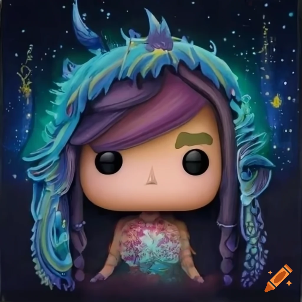 Fantasy world with Funko Pop style and tribal ancient art elements