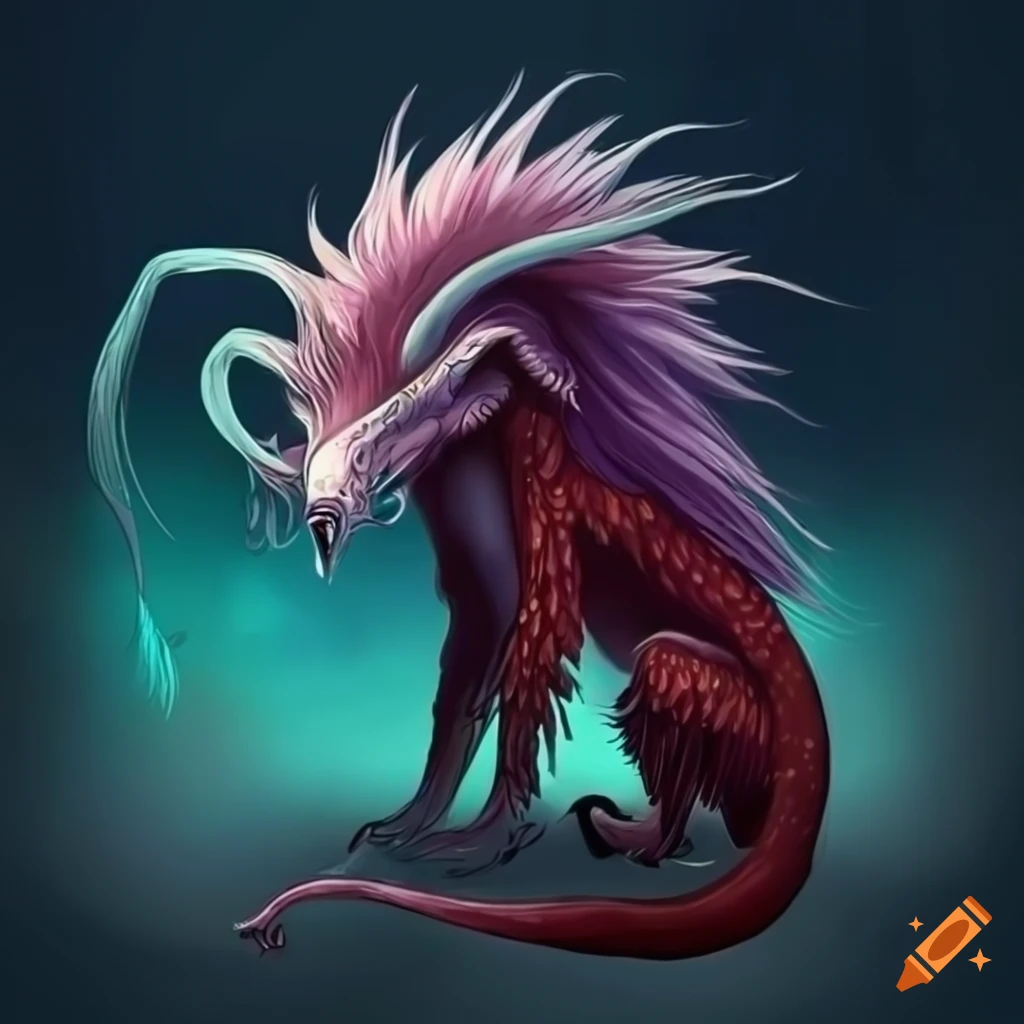 Elegant and graceful hybrid mythical creature with large expressive eyes and a long tail