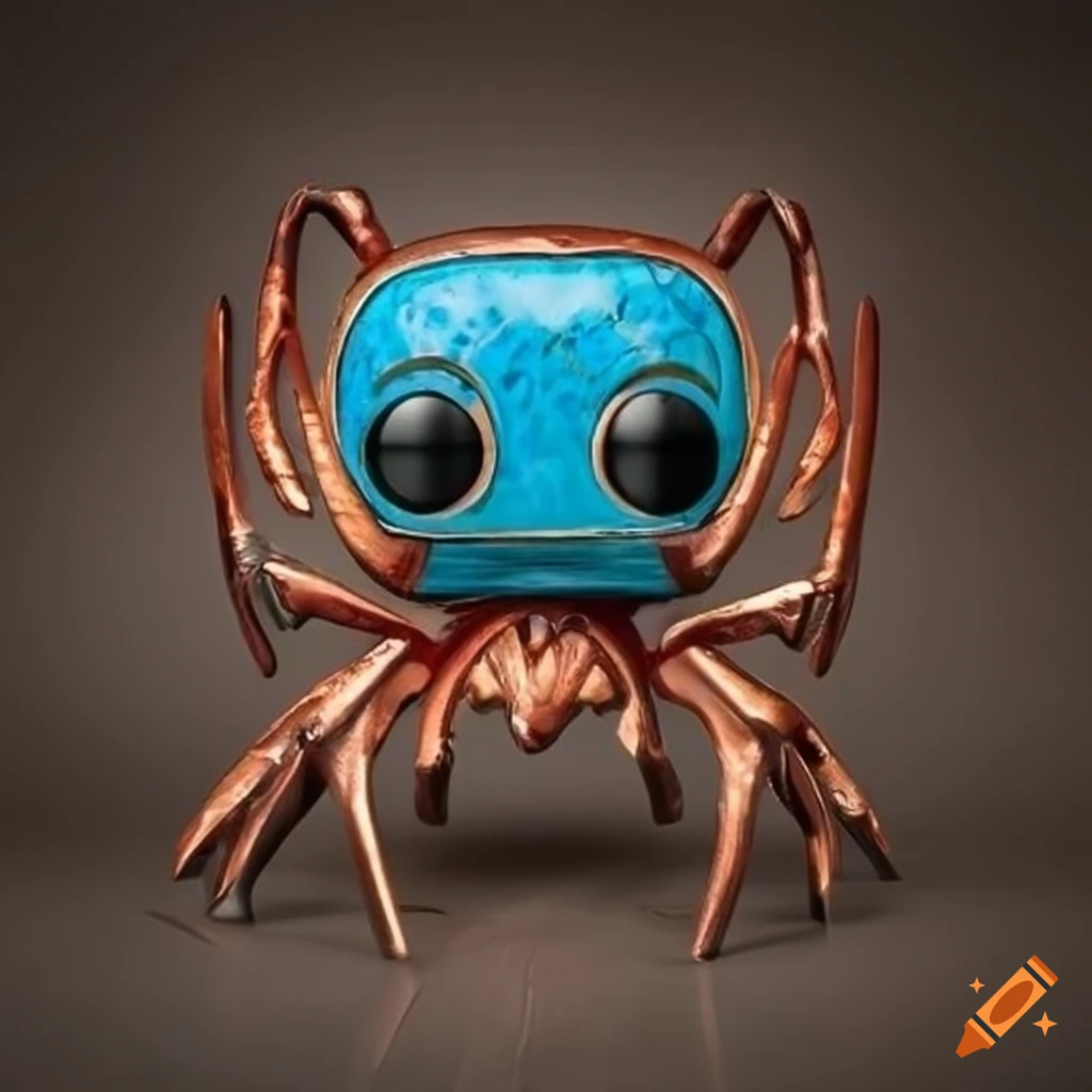 Funko Pop world with Joro Spider stained glass copper metal carving
