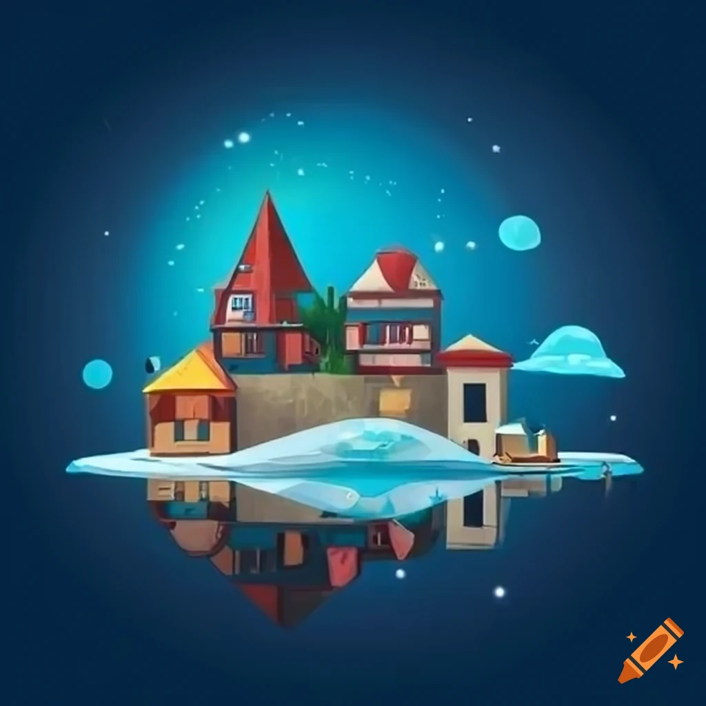 Small village with a spaceship