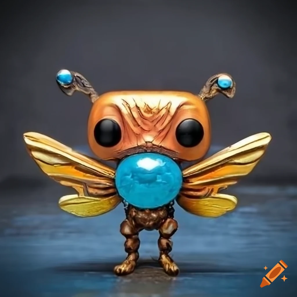 Bee Wasp Funko Pop figure with gemstone wings on concrete background