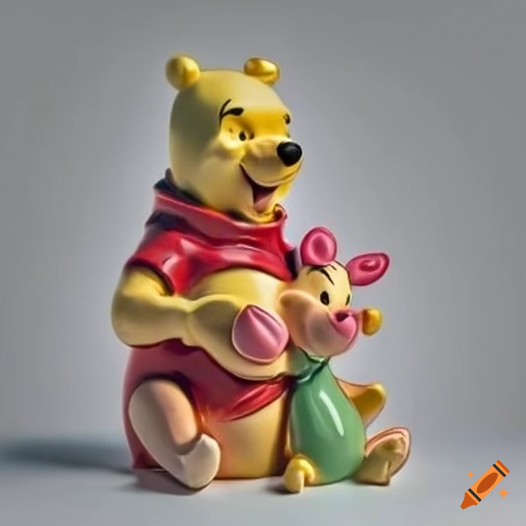 Winnie the Pooh and Piglet in Looney Tunes style ceramic