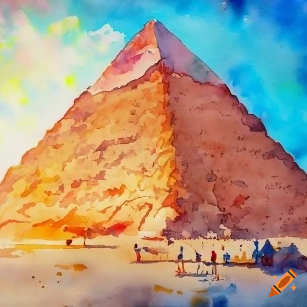 Watercolor painting of The Great Pyramid of Giza