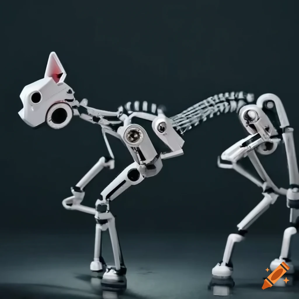 Cat with cybernetic skeleton and android parts