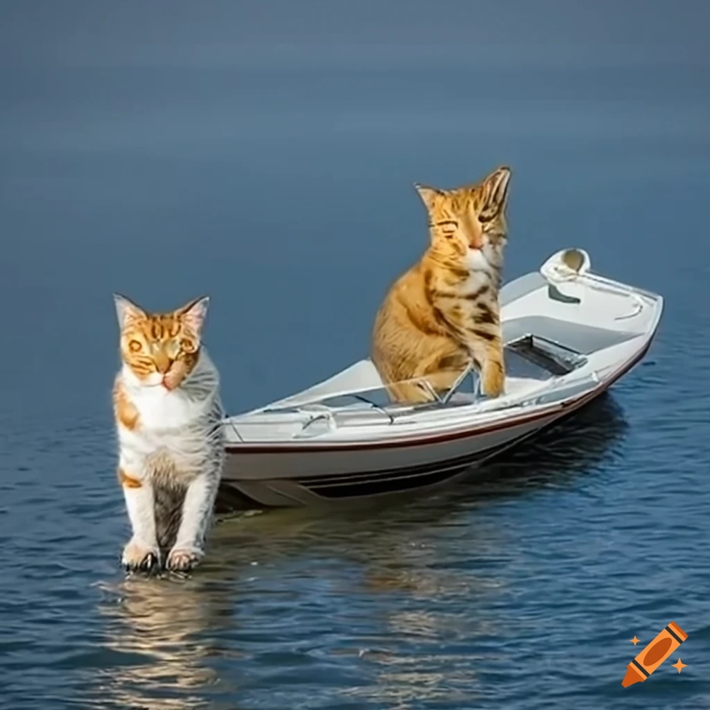 Cat driving a boat on Craiyon