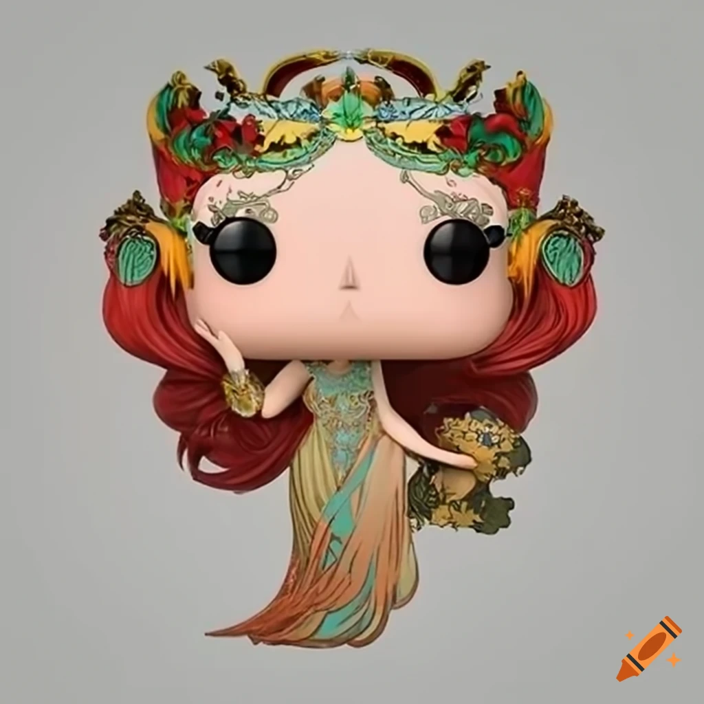 Funko Pop of a goddess in the style of Mucha