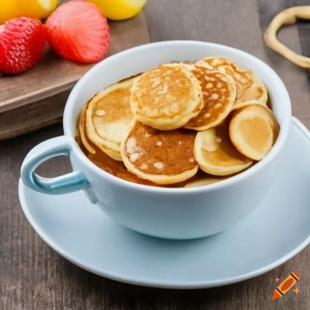 Miniature pancakes piled in a cup