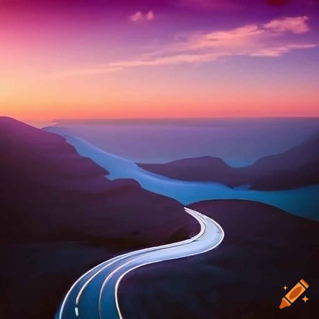 Winding road symbolizing life's journey, challenges, and dreams with a soft filter