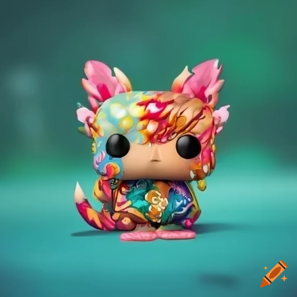 Funko Pop world in colored pencil style with tribal ancient art elements