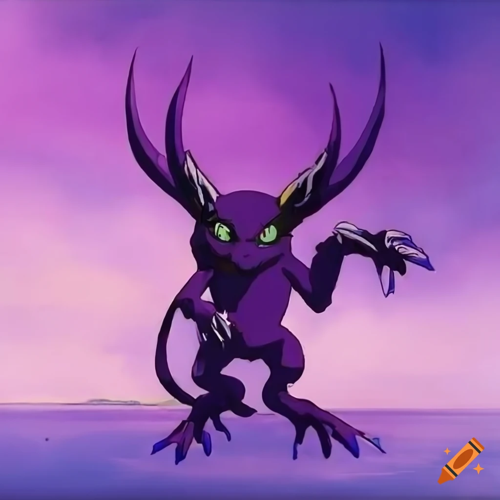 Impmon from Digimon in Studio Ghibli style by Hayao Miyazaki
