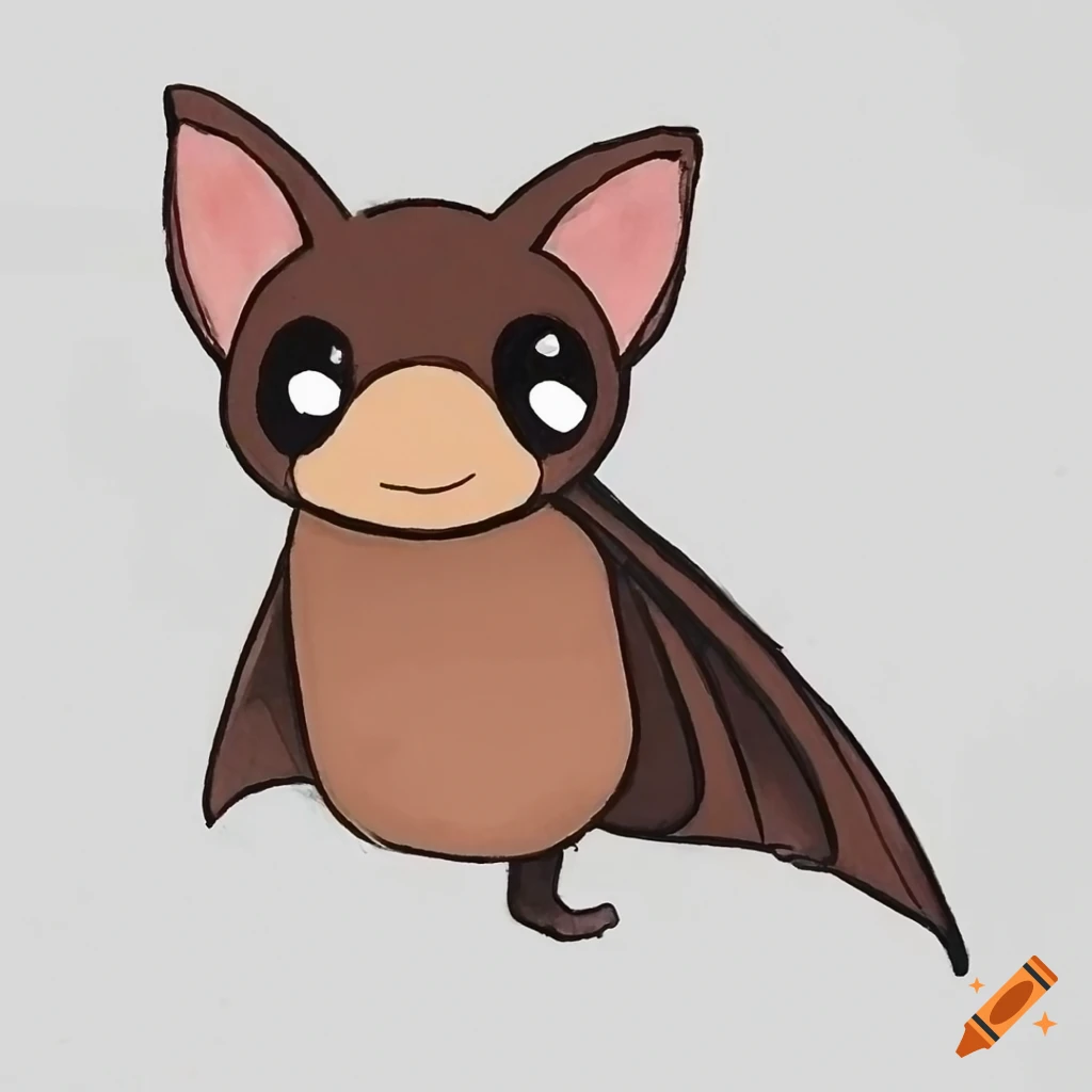 Adorable baby bat drawing