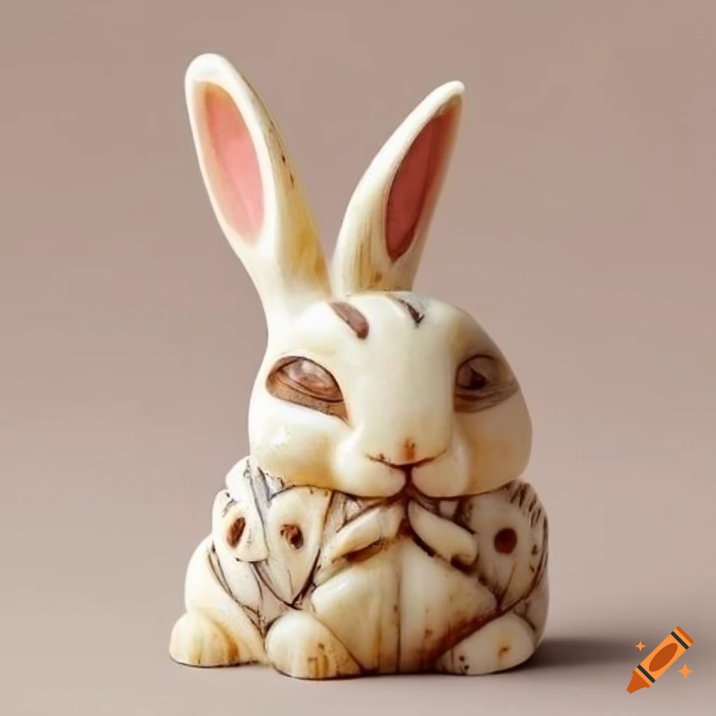 Ivory carved tribal rabbit sculpture on Craiyon